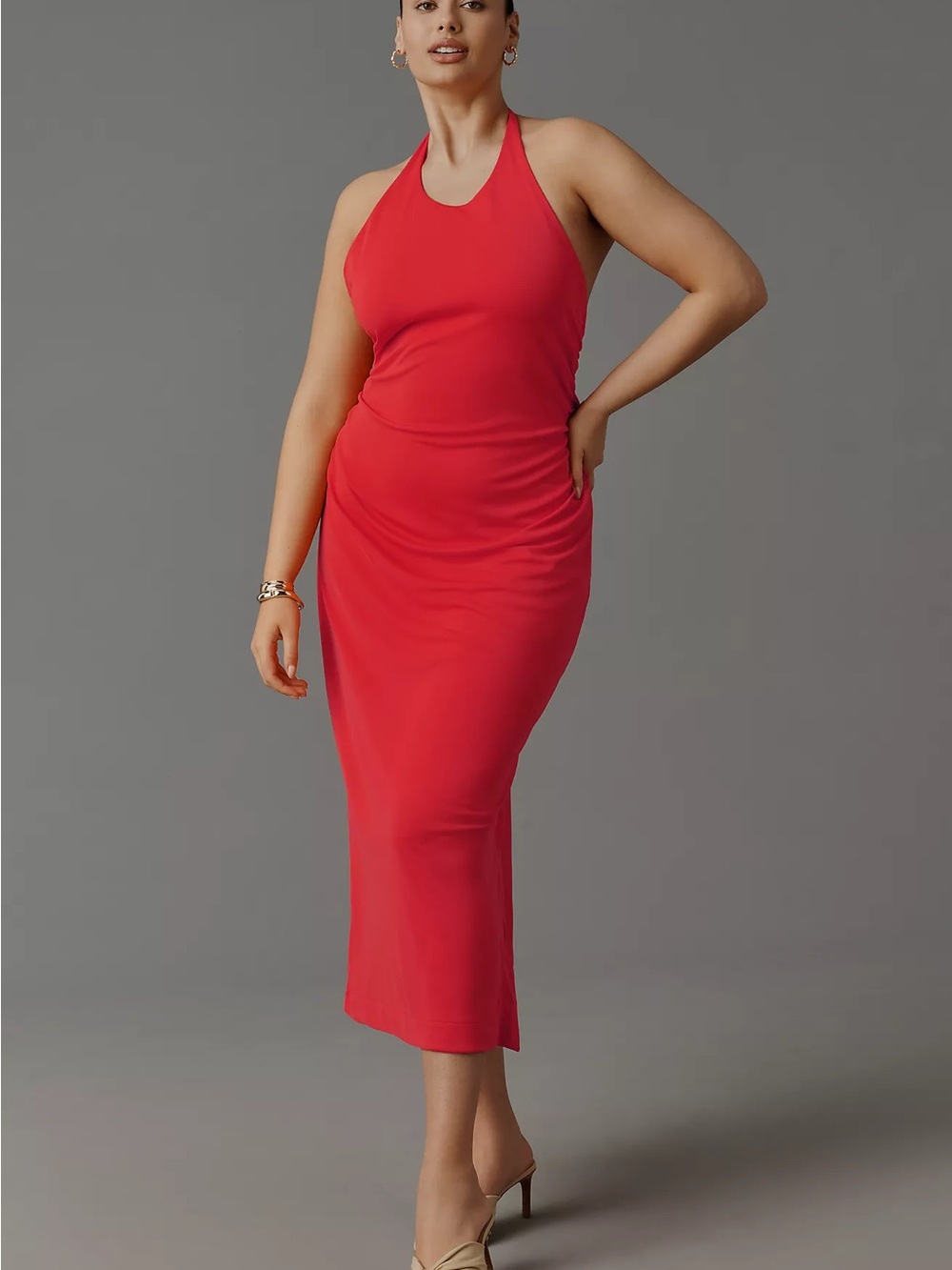 Anthropologie Red Halter Dress